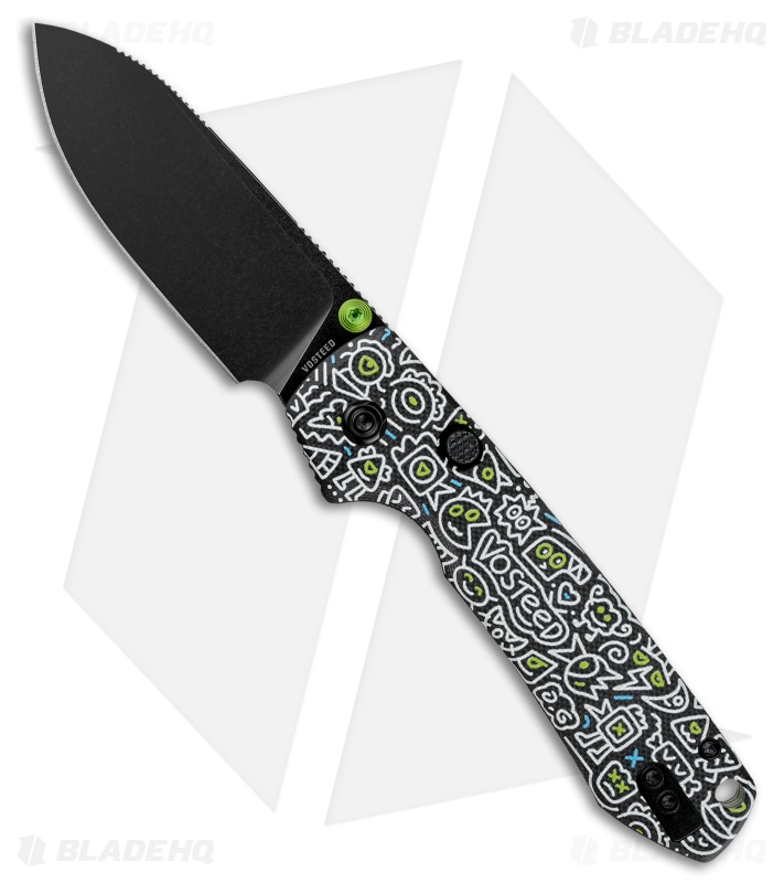 Vosteed Raccoon Top Liner Lock Knife Doodle Monster G-10 (3.25" Black SW)