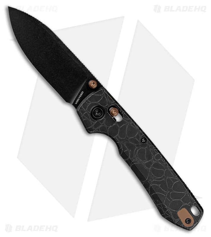 Vosteed Raccoon TiSlim Crossbar Lock Knife Acid Wash Black Ti (3.2" Black SW)
