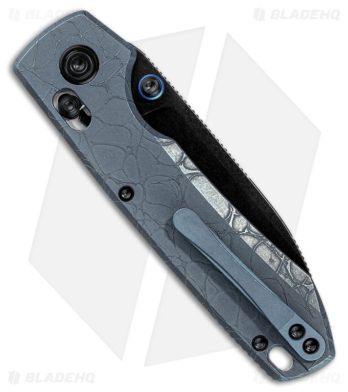 Vosteed Raccoon TiSlim Crossbar Lock Knife Acid Wash Blue Ti (3.2" Black SW)