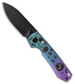 Vosteed Raccoon TiSlim Crossbar Lock Knife Blue/Purple Ti (3.2" Black SW)