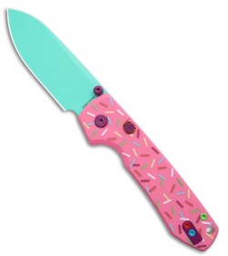 Vosteed Raccoon Dessert Warrior Top Liner Lock Knife Pink G-10 (3.25" Blue)