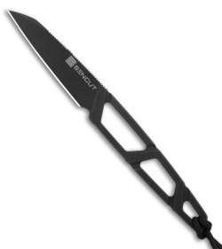 SENCUT Texo Fixed Blade Skeletonized Neck Knife  (2&quot; Black Stonewash) S23095-1 | 216515