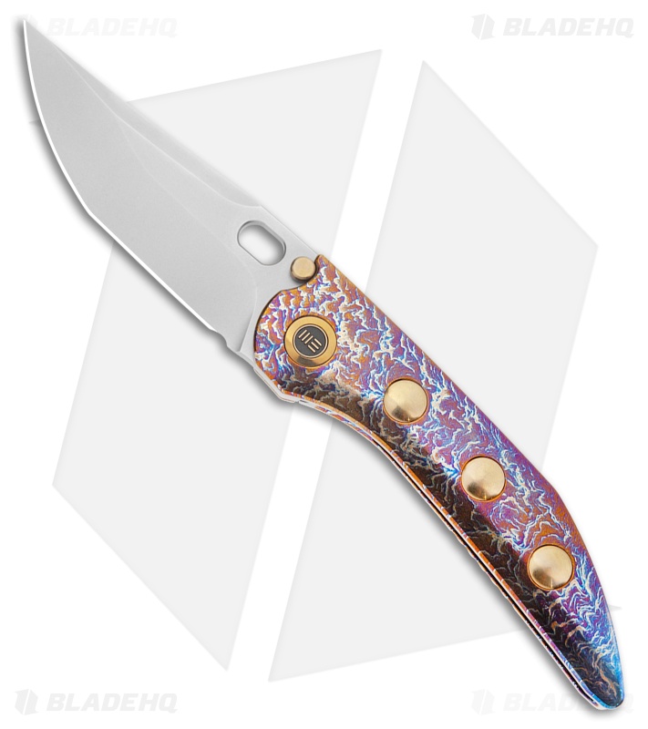 WE Knife Co. Attor Integral Knife Flamed Ti + Gold Ti Inlay (3.6" Polished/BB)