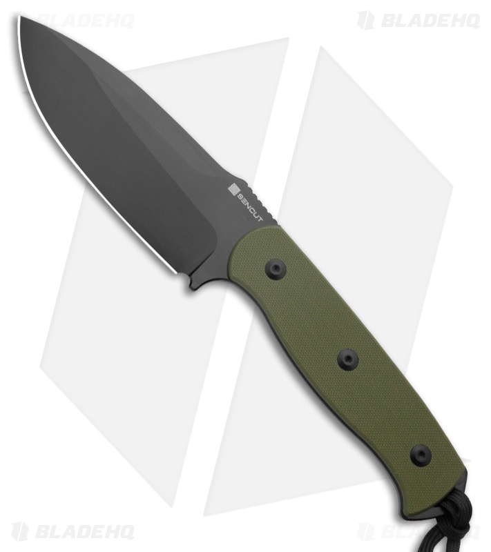 SENCUT Toxodon Fixed Blade Knife OD Green G-10 (4.6" Black)