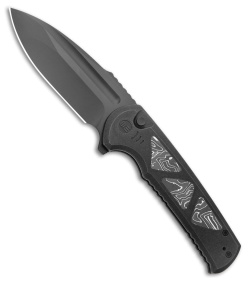 WE Knife Co. Sylox Button Lock Knife Black Ti + Aluminum Foil CF (3.8" Black)