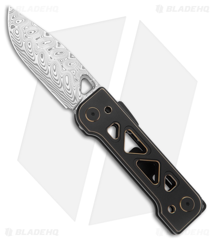 WE Knife Co. Tyro Superlock Knife Black/Gold Ti (2.9" Hakkapella Damasteel)