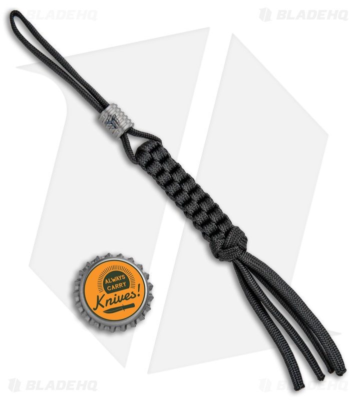 WE Knife Co. Black Tied Paracord Lanyard w/ Gray Titanium Bead