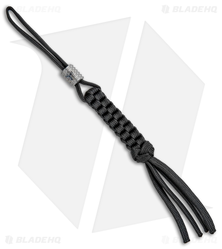 WE Knife Black Tied Paracord Lanyard w/ Gray Titanium Bead