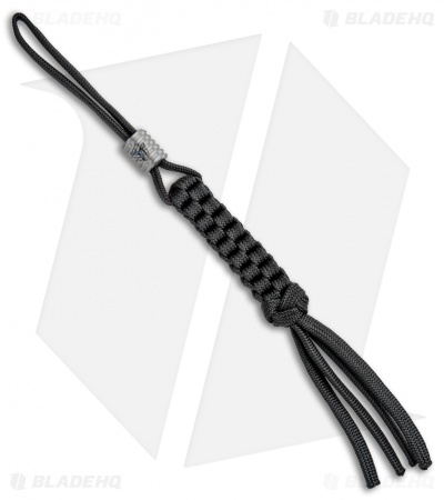 WE Knife Co. Black Tied Paracord Lanyard w/ Gray Titanium Bead