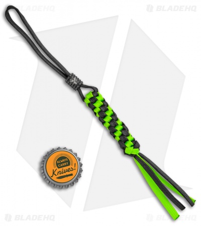 WE Knife Co. Tied Paracord Lanyard w/ Black Titanium Bead (Green/Black)