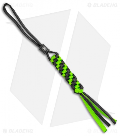 WE Knife Co. Tied Paracord Lanyard w/ Black Titanium Bead (Green/Black)
