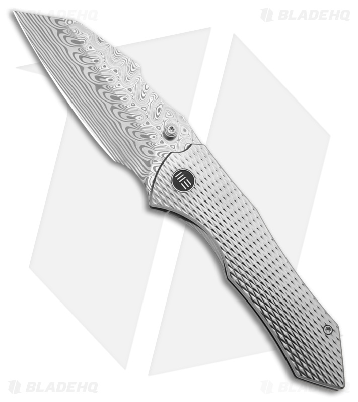 WE Knife Co. High-Fin XL Frame Lock Knife Diamond Ti (3.5" Hakkapella Damasteel)