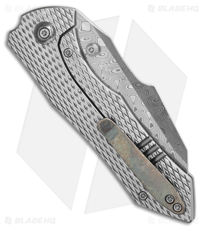WE Knife Co. High-Fin XL Frame Lock Knife Diamond Ti (3.5" Hakkapella Damasteel)