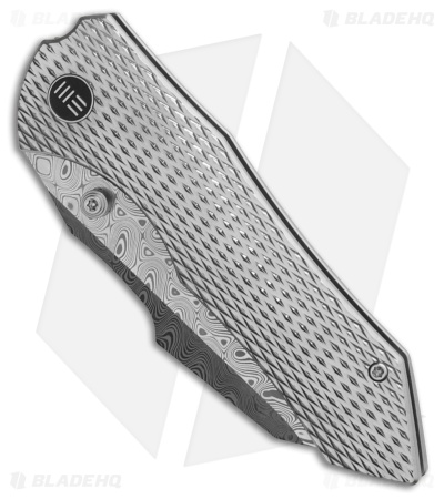 WE Knife Co. High-Fin XL Frame Lock Knife Diamond Ti (3.5" Hakkapella Damasteel)