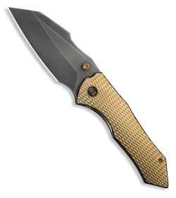 WE Knife Co. High-Fin XL Frame Lock Knife Golden Polished Diamond Ti (3.5" Gray)