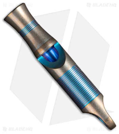WE Knife Co. 120dB Titanium Whistle Blue Ti w/ Brown Paracord A-05BP