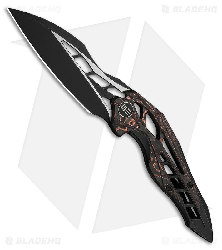 WE Knife Co. Arrakis Frame Lock Knife Black Ti/Copper Foil CF (3.5" Two-Tone)