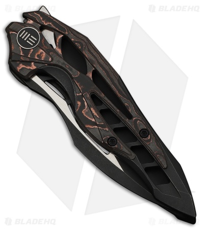 WE Knife Co. Arrakis Frame Lock Knife Black Ti/Copper Foil CF (3.5" Two-Tone)