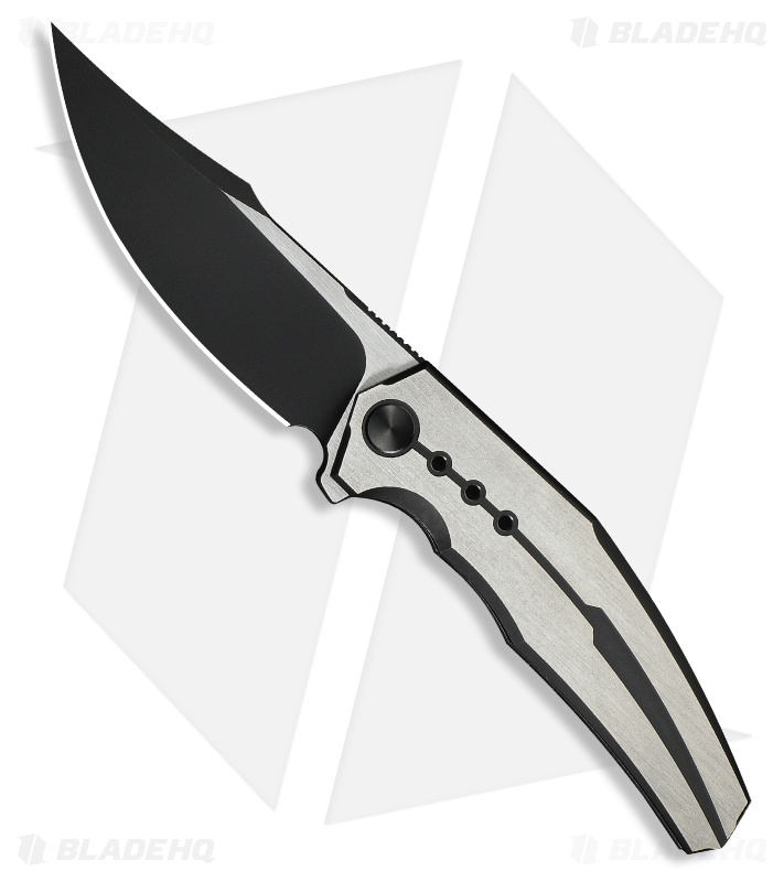 WE Knife Co. Kyklos Frame Lock Knife Black/Satin Titanium (3.8" Black Stonewash)