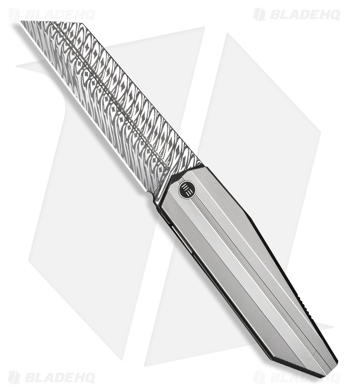 WE Knife Co. Collinear Frame Lock Knife Polished/Bead Blast Ti (3.7" Damasteel)