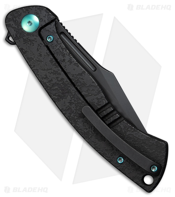 WE Knife Co. Essential Knight Frame Lock Knife Etched Black Ti (3.6" Black SW)