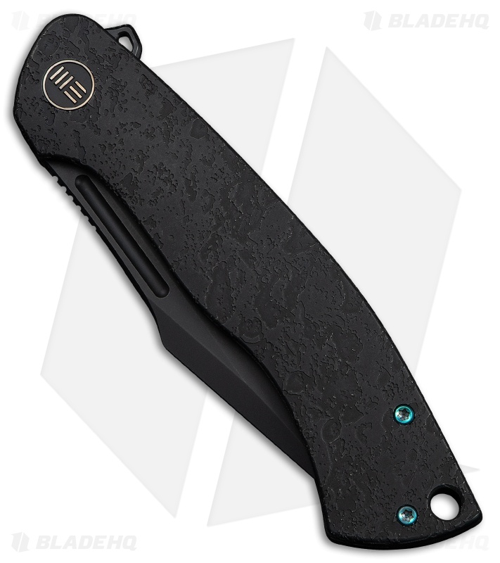 WE Knife Co. Essential Knight Frame Lock Knife Etched Black Ti (3.6" Black SW)