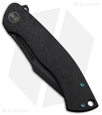 WE Knife Co. Essential Knight Frame Lock Knife Etched Black Ti (3.6" Black SW)