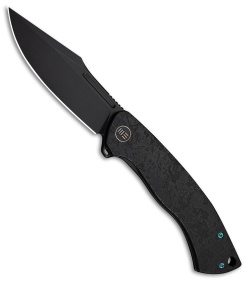 WE Knife Co. Essential Knight Frame Lock Knife Etched Black Ti (3.6" Black SW)