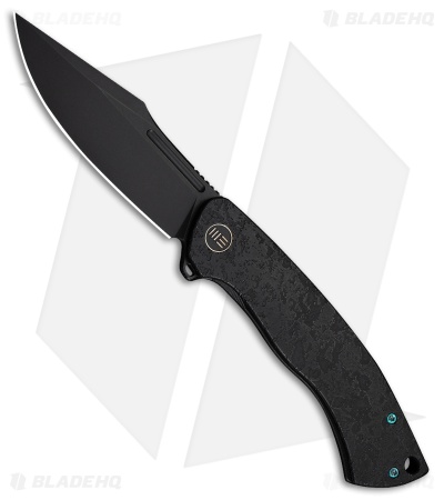 WE Knife Co. Essential Knight Frame Lock Knife Etched Black Ti (3.6" Black SW)