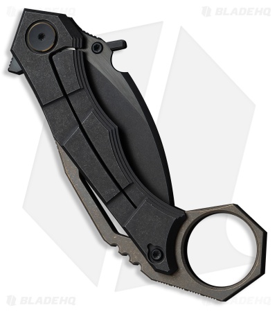 WE Knife Co. Tayra Frame Lock Knife Black Ti + Bronze Backspacer (2.2" Black)