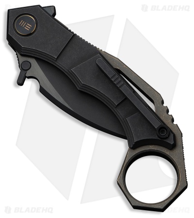 WE Knife Co. Tayra Frame Lock Knife Black Ti + Bronze Backspacer (2.2" Black)