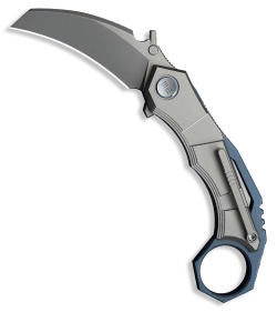 WE Knife Co. Tayra Frame Lock Knife Gray Ti + Blue Backspacer (2.2" SW)
