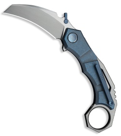 WE Knife Co. Tayra Frame Lock Knife Blue Ti + Gray Backspacer (2.2" Hand Satin)