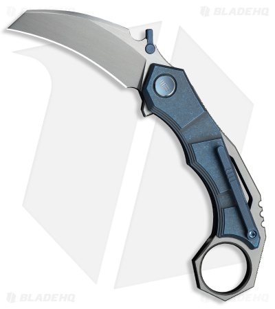 WE Knife Co. Tayra Frame Lock Knife Blue Ti + Gray Backspacer (2.2" Hand Satin)