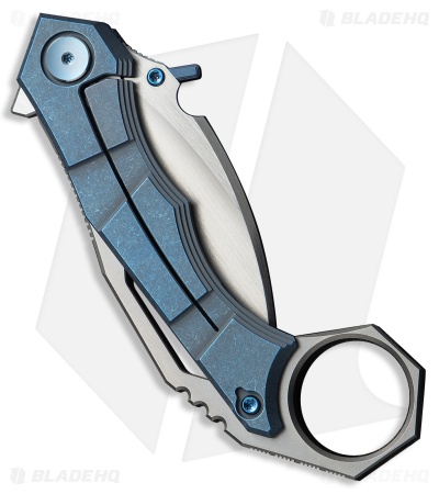 WE Knife Co. Tayra Frame Lock Knife Blue Ti + Gray Backspacer (2.2" Hand Satin)