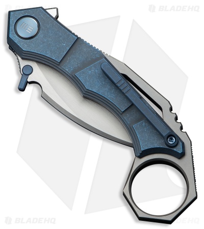 WE Knife Co. Tayra Frame Lock Knife Blue Ti + Gray Backspacer (2.2" Hand Satin)