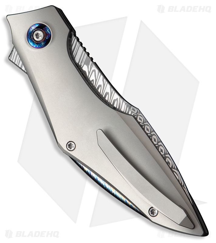 WE Knife Co. Krait Snake Nested Liner Lock Knife Gray Ti (3.3" Fafnir Damasteel)