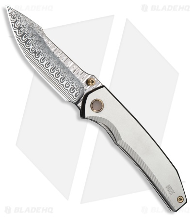 WE Knife Co. Ryson Frame Lock Knife Gray Titanium (3.3" Hugin Damasteel)