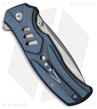 WE Knife Co. Zentron Button Lock Knife Blue Titanium (3.5" Stonewash M390)