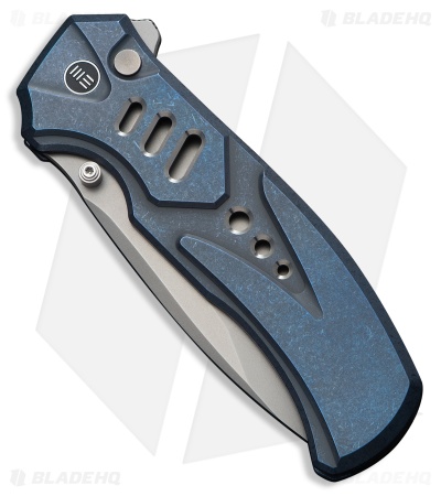 WE Knife Co. Zentron Button Lock Knife Blue Titanium (3.5" Stonewash M390)