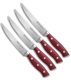 Henckels Forged Accent 4-Piece Steak Knife Set Red Polymer