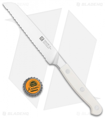 Zwilling Pro Le Blanc 5" Z15 Serrated Utility Kitchen Knife White Three Pin