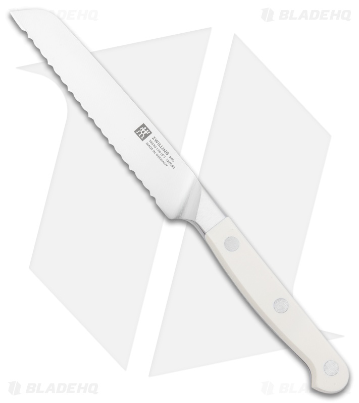 Zwilling Pro Le Blanc 5" Z15 Serrated Utility Kitchen Knife White Three Pin