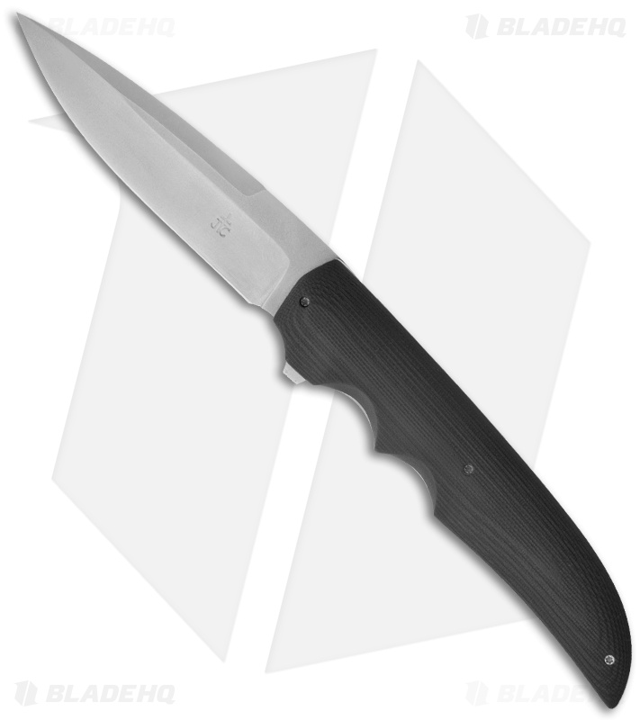 Jason Clark Custom Drop Point Framelock Flipper Black G10 Knife (3.75" Matte)