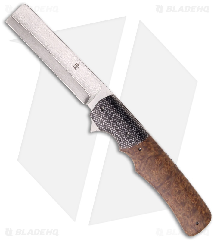 Jason Clark Custom Razor Framelock Flipper C-Tek/Mallee Burl Knife (3.5" Plain)