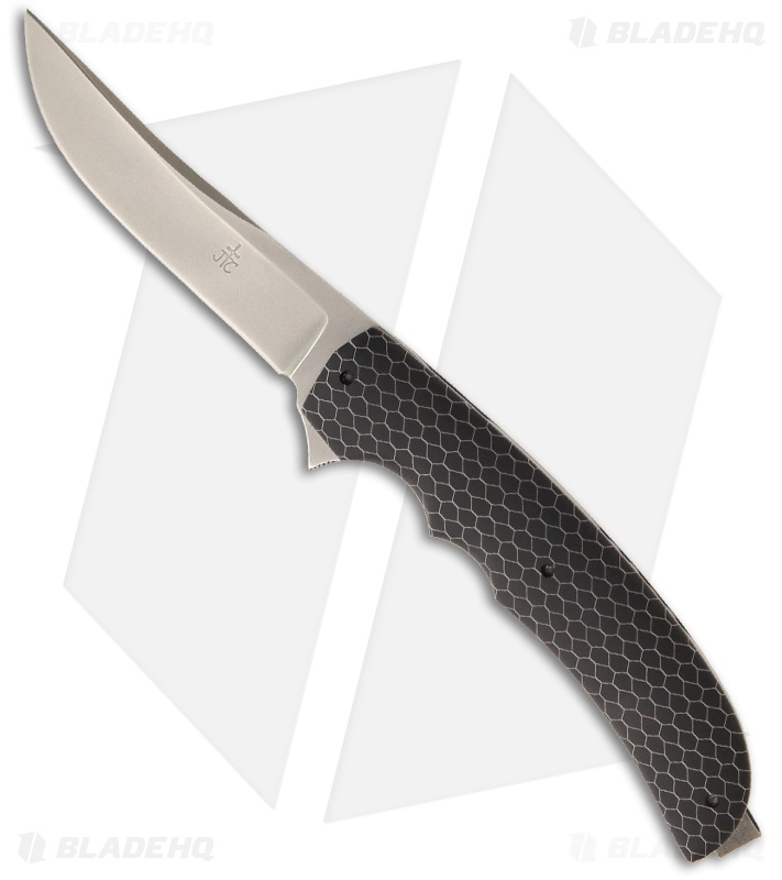 Jason Clark Custom Up-Swept Framelock Flipper Black C-Tek Knife (3.25" Matte)