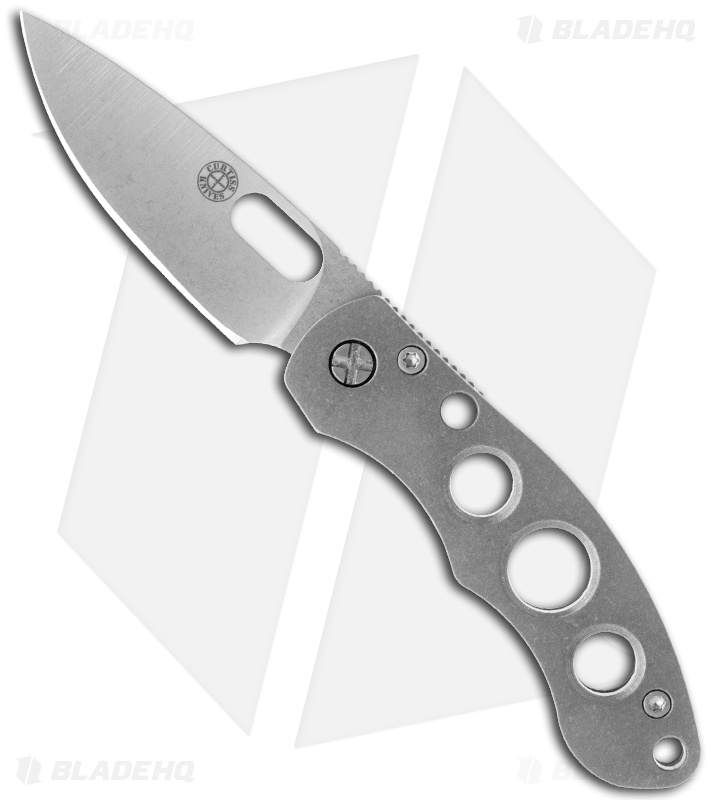 Curtiss Custom Knives 561 Friction Folder Titanium w/ Holes (2.625" Stonewash)
