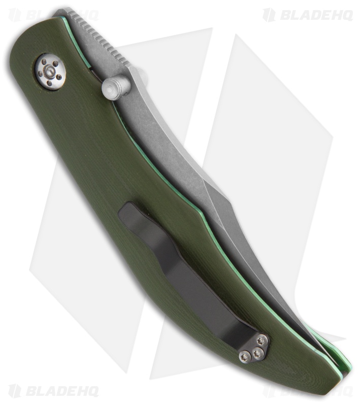 Alan Folts Custom Standard Sultan Folder Green G-10 Knife (3.75" Stonewash)