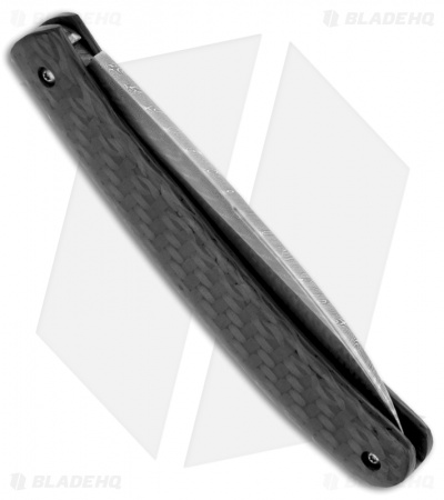 Chuck Gedraitis Carbon Fiber Lockback Pocket Knife (3.5" Damascus)