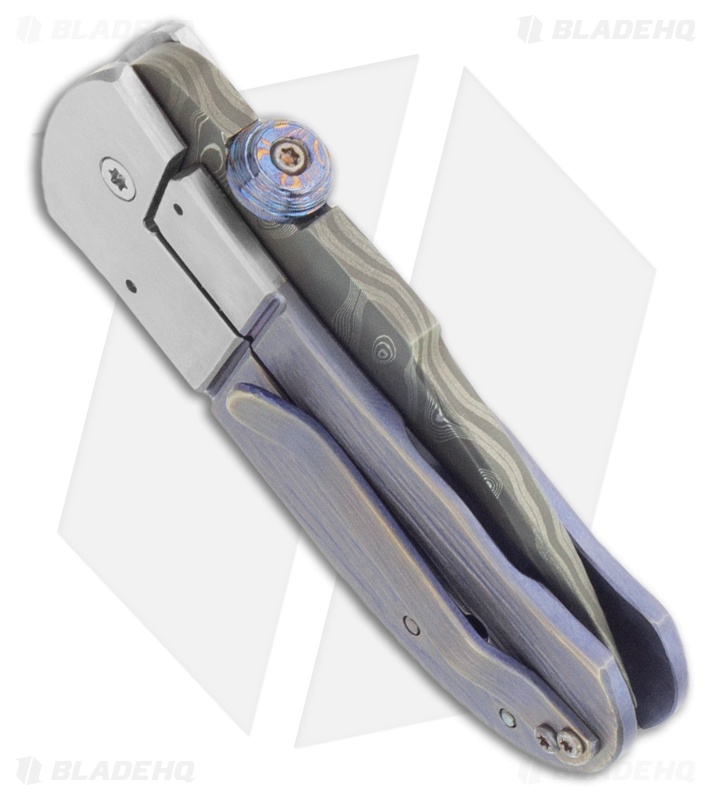 Chuck Gedraitis Small Snubnose Knife Titanium Folder (2.125" Damascus)